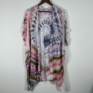 Women's Kimono Tie Dye One Size Pink Purple Brown Lightweight Casual